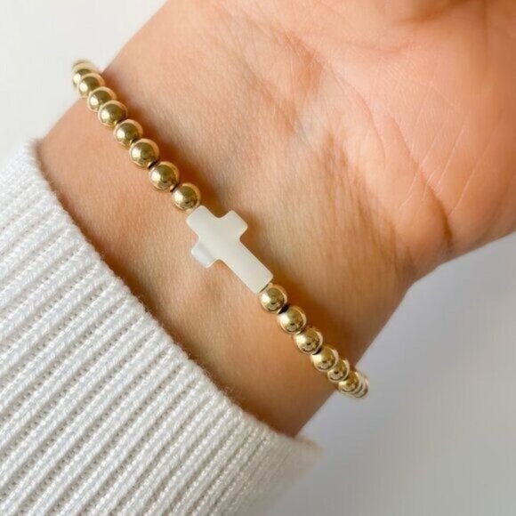 BUNDLE of 2 WATERPROOF Gold Stretch Bracelet Gemstone Pearl You Pick 2 Bracelets - Picture 10 of 17